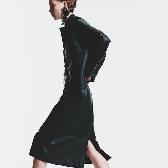 H&M Black Faux Leather Midi Skirt - Picture 5 of 6